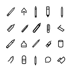icon sheet, simple shapes, pencil icons, white background --v 6.1