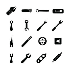 icon sheet, simple shapes, screwdriver icons, white background