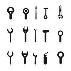 icon sheet, simple shapes, screwdriver icons, white background