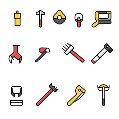 Obraz premium icon sheet, simple shapes, tools icons, white background