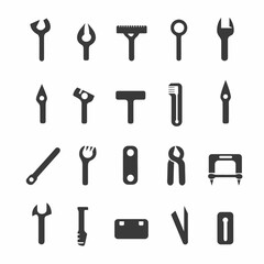 icon sheet, simple shapes, tools icons, white background