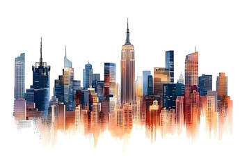 Fototapeta premium watercolor of new York city skylines isolated on white background