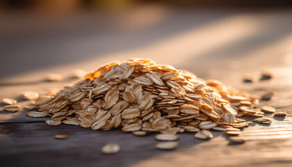 Obraz premium A pile of oatmeal on a table