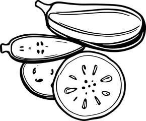 Sliced Eggplant Illustration A Simple Line Drawing of Fresh Produce