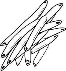 A Simple Line Drawing Of A Pile Of Long Thin Sticks