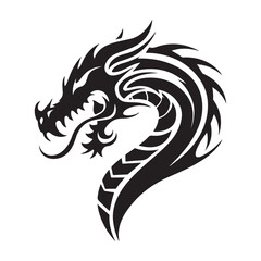 Naklejka premium Bold Dragon Silhouette Illustration – Tribal Tattoo Art