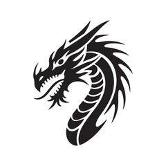 Naklejka premium Mythical Dragon Vector Emblem – Asian-Inspired Tribal Design