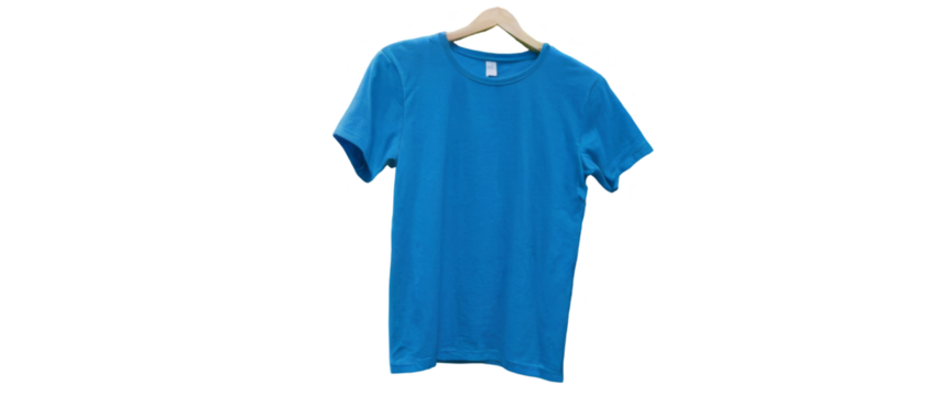 Blank Blue T-shirt Mockup isolated on transparent background, PNG 