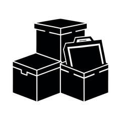 Enclosure Boxes Black Vector Silhouette