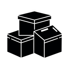 Enclosure Boxes Side View Black Vector Silhouette