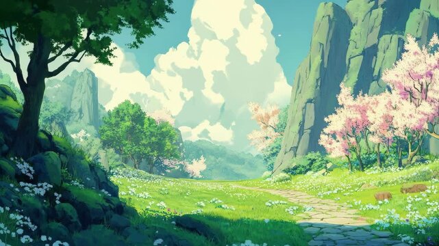 Drawing of a fantasy landscape