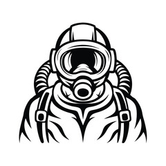 Black & White Hazmat Suit Illustration, Protective Gear Silhouette, Chemical Protection