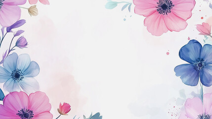 Obraz premium Elegant wedding invitation card background . Minimal hand painted watercolor Cosmos flowers texture template background. Design for wedding, vip cover, poster, rsvp moderncard.Valentine's Day