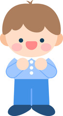 파란 옷의 남자아이 캐릭터 일러스트