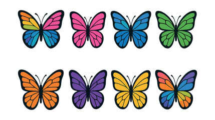 Obraz premium Colorful butterfly icons set - vibrant collection in flat style for design projects. Vector icons