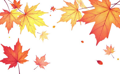 Falling Autumn Leaves isolated, PNG
