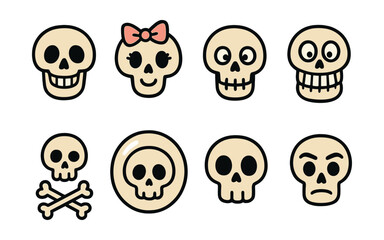 Playful skull icons set: fun and creative designs for various uses. Vector icons
