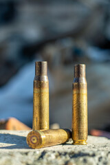 War in Ukraine. Concept of war in Ukraine. Rifle bullets shell.