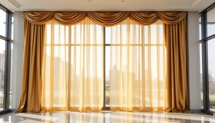 Gold Curtains in Modern Room