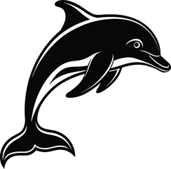 Naklejka premium Dolphin Silhouette Black Vector | Ocean Animal