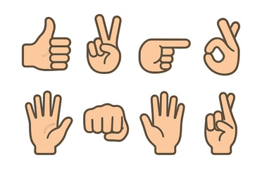 Minimalist hand gesture icons set - for design projects. Vector icons