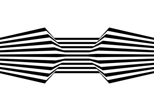 Abstract vector illustration. symmetrical pattern of thick black parallel lines on a white background. optical effect. Geometric Striped Design Element. Vector background. Modern embossed shapes.Retro