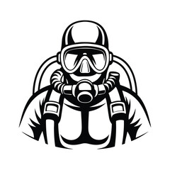Black And White Portrait Of A Person In Protective Gear And Breathing Equipment