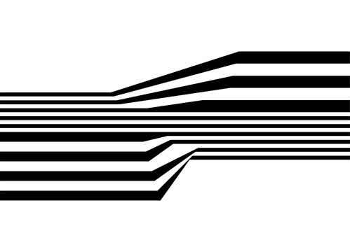 Modern vector pattern of thick black parallel lines on a white background. design with optical effect. Striped Design element. Vector background. Abstract relief shapes. Volume. Stripe.