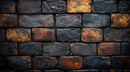 Naklejka premium Dark and Rustic Brick Wall Texture: A Background of Aged Bricks