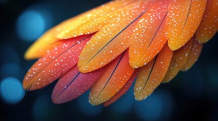 Bright feathers of birds. Multicolored feathers of a parrot