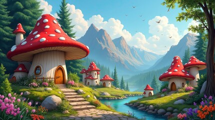 Magical fantasy fairy tale house in a magical forest. Generative AI. © AI