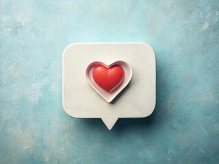 Social Media Heart:  Digital Love & Engagement, Light Blue Background