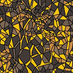 Abstract Geometric Pattern Design Yellow Brown Mosaic Cracked Texture Background Wallpaper