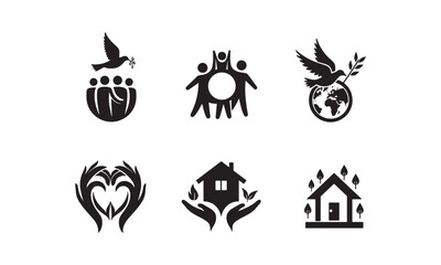 Unity, Peace, and Nurturing Icons Set