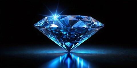 Sparkling Blue Diamond on Black: Minimalist Gemstone Photography