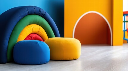 A cheerful kindergarten classroom with toys and colorful decor