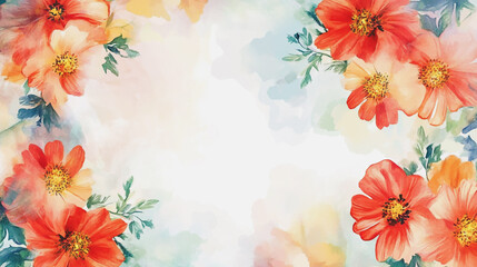 Elegant wedding invitation card background . Minimal hand painted watercolor Cosmos flowers texture template background. Design for wedding, vip cover, poster, rsvp moderncard.Valentine's Day