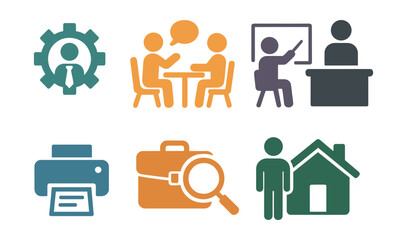 Campus services icons set: for education and administration concept. Vector icons