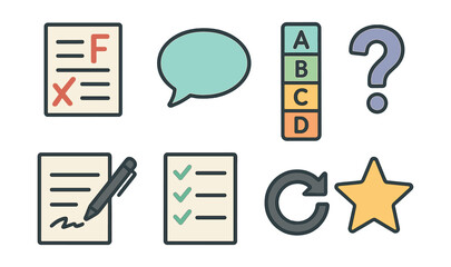 Comprehensive homework feedback icons set - enhance academic communication. Vector icons