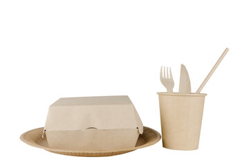 Paper container and disposable cutlery for one person