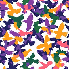 Fototapeta premium Abstract Colorful Bird Pattern: A Vivid Avian Tapestry of Flight and Form