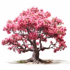 Obraz premium An isolated, ultra-detailed photograph of a flowering tree, isolated on a white background