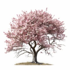 Fototapeta premium An isolated, ultra-detailed photograph of a flowering tree, isolated on white background