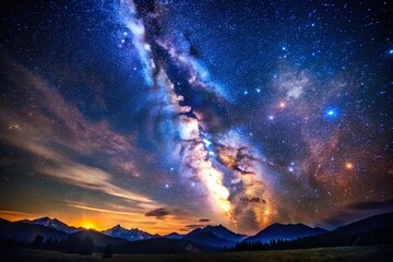 Fototapeta premium Starry Night Sky, Celestial Background, Night Sky Photography, Cosmic Dust, Galaxy Image, Isolated Stars