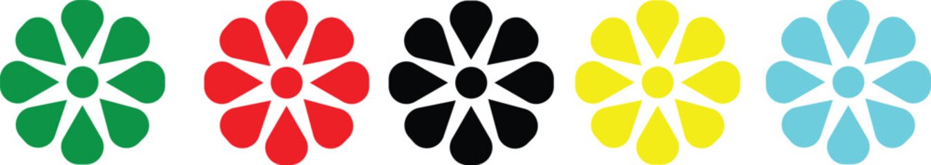 five colorful stylized flowers  abstract floral background vector illustration 