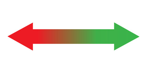 gradient red to green bidirectional arrow isolated background.