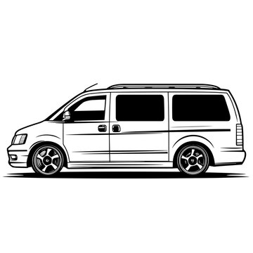 vector silhouette sketch of minibus .Generative AI