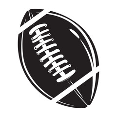 American Football Outline Icon – Vector Silhouette with Stitch Detail