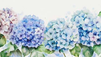 Fototapeta premium Elegant wedding invitation card background . Minimal hand painted watercolor Hydrangea flowers texture template background. Design for wedding, vip cover, poster, rsvp moderncard.Valentine's Day