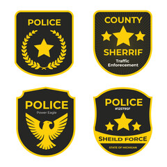 Set of Police and Sheriff Badges – Law Enforcement Shield Vector